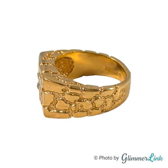 Vintage 18K HGE Nugget Clear Crystals Men's Ring Size 10.5 - Picture 4 of 9